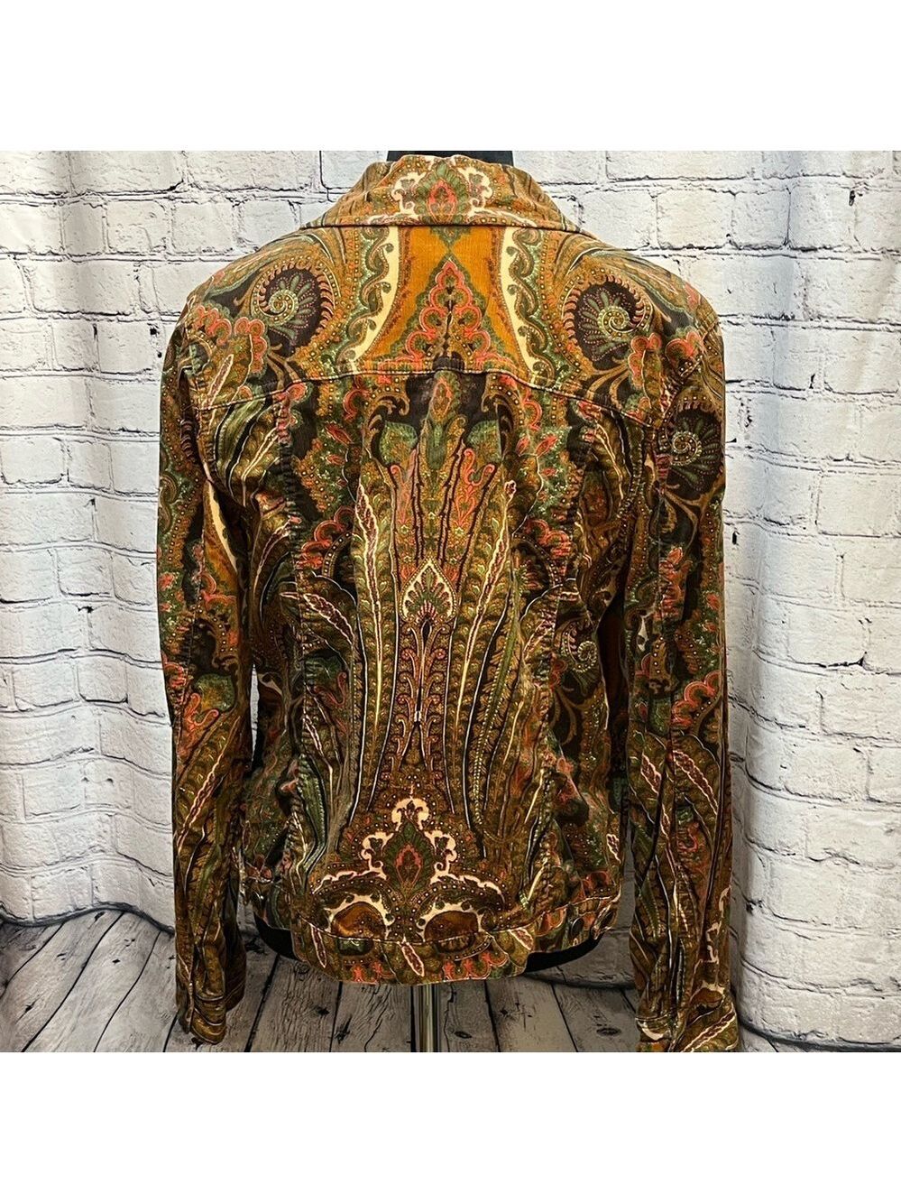 Charter Club Women's Brown Paisley Corduroy Jacket Size Large EUC - Picture 3 of 13